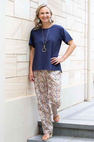 Equinox - Stretch Raglan Sleeve Round Neck T-Shirt-Navy