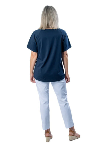 Equinox - Stretch Raglan Sleeve Round Neck T-Shirt-Navy