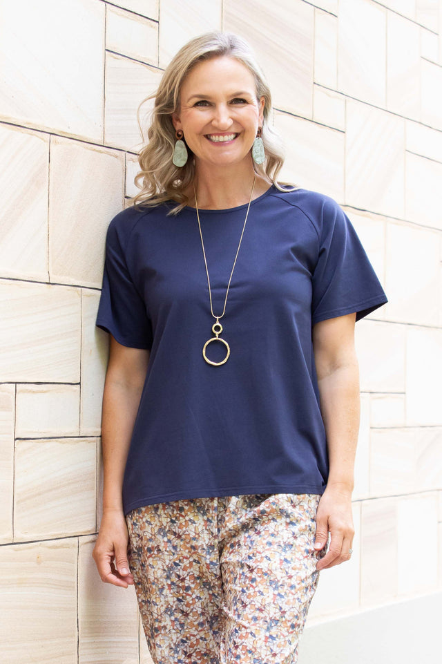 Equinox - Stretch Raglan Sleeve Round Neck T-Shirt-Navy