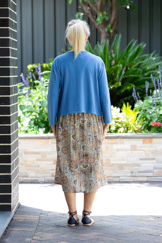 Equinox - 100% Cotton 3/4 Sleeve Light Weight Summer Knit Bolero Cardi  - Blue