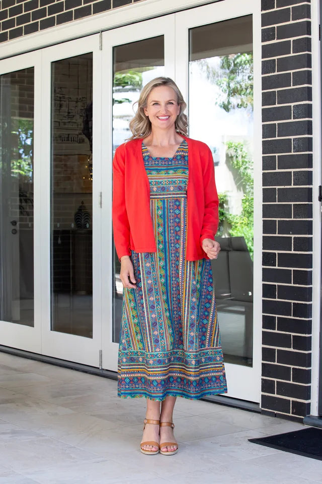 Equinox - 100% Cotton 3/4 Sleeve Light Weight Summer Knit Bolero Cardi  - Watermelon