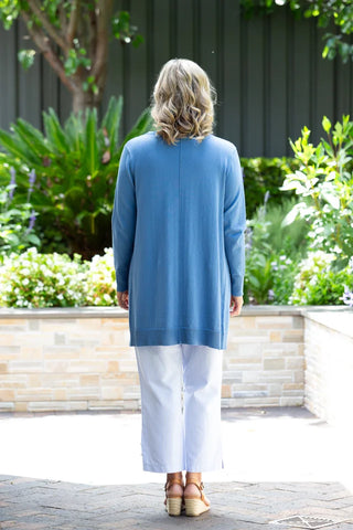 Equinox - 100% Cotton Light Weight Summer Knit Cardi - Blue