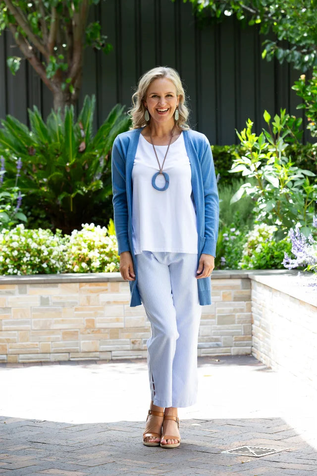 Equinox - 100% Cotton Light Weight Summer Knit Cardi - Blue