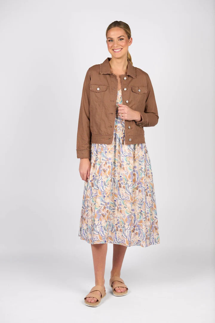 Vassalli - Linen Frayed Seam Jacket-Pecan