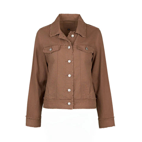 Vassalli - Linen Frayed Seam Jacket-Pecan
