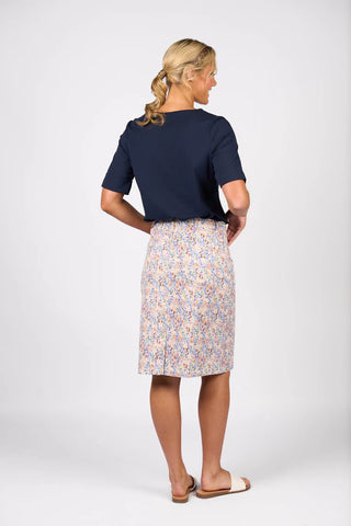 Vassalli - Printed Denim Back Vent Skirt-Amalfi