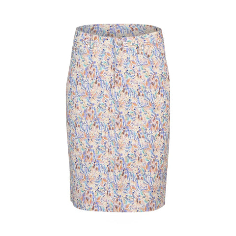 Vassalli - Printed Denim Back Vent Skirt-Amalfi