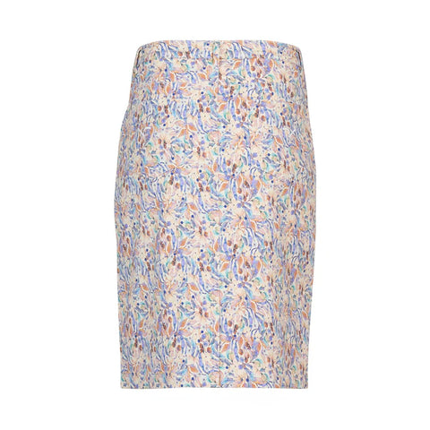 Vassalli - Printed Denim Back Vent Skirt-Amalfi