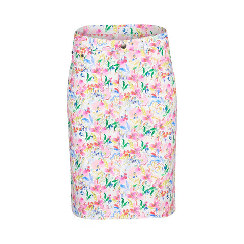 Vassalli - Printed Lightweight Back Vent Skirt-Porto
