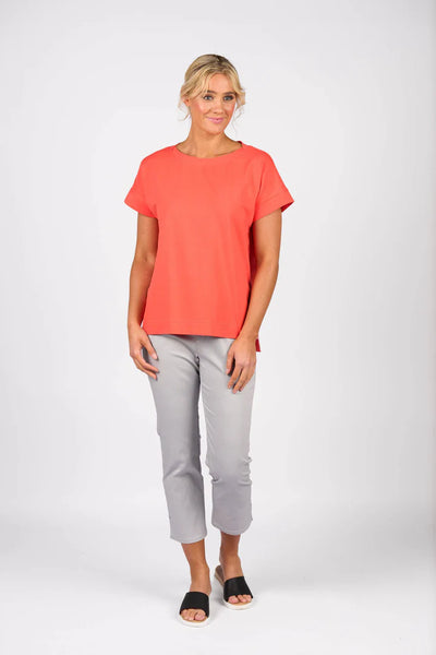 Vassalli - Drop Sleeve Boat Neck Top-Aperol
