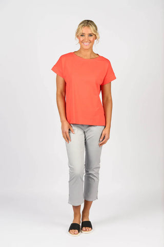 Vassalli - Drop Sleeve Boat Neck Top-Aperol