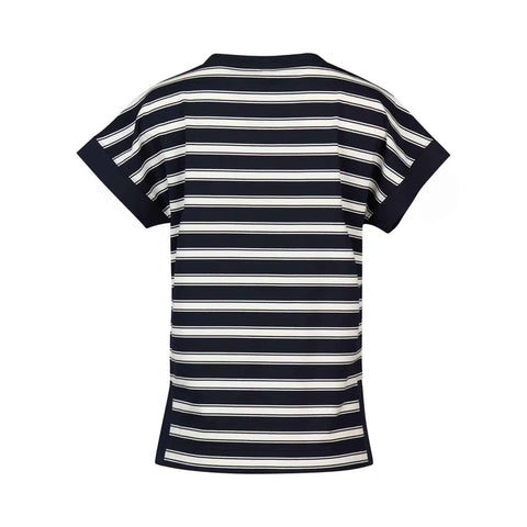Vassalli - Drop Sleeve Boat Neck Top-Ink Stripe