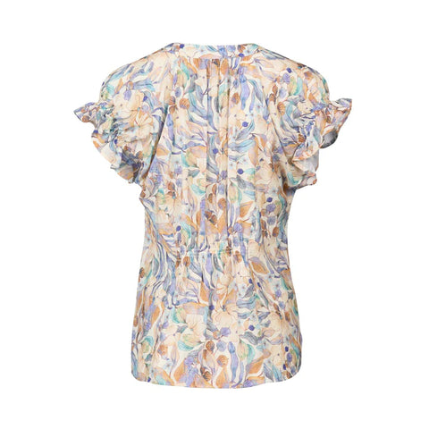 Vassalli - Printed Drop Shoulder Top with Shirring Detail-Amalfi