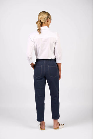 Vassalli - Relaxed Leg Ankle Grazer Pant Contrast Stitch-Ink