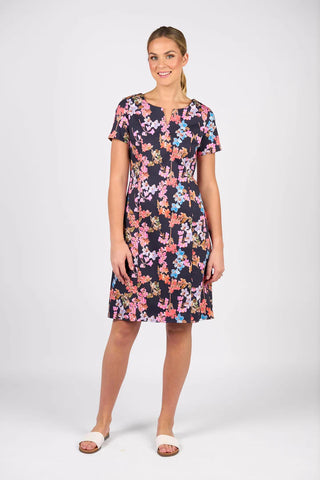 Vassalli - Printed Fitted Dress with Short Sleeve-Willa