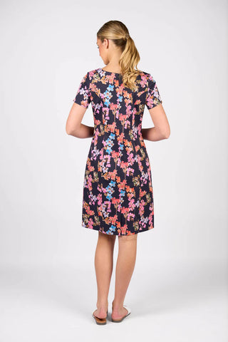 Vassalli - Printed Fitted Dress with Short Sleeve-Willa
