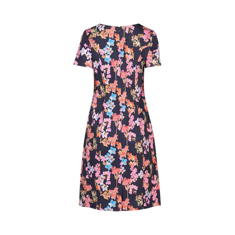 Vassalli - Printed Fitted Dress with Short Sleeve-Willa