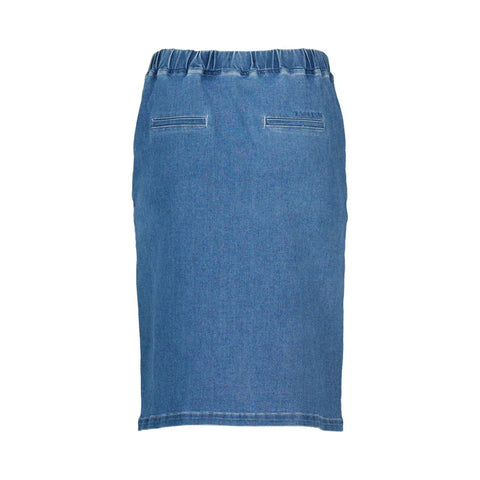 Vassalli - Flat Front Pull On Denim Skirt-Blue Hue
