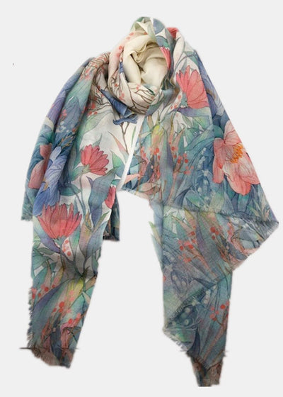 Zura - 100% Australian Merino Fine Wool Scarf-Floral