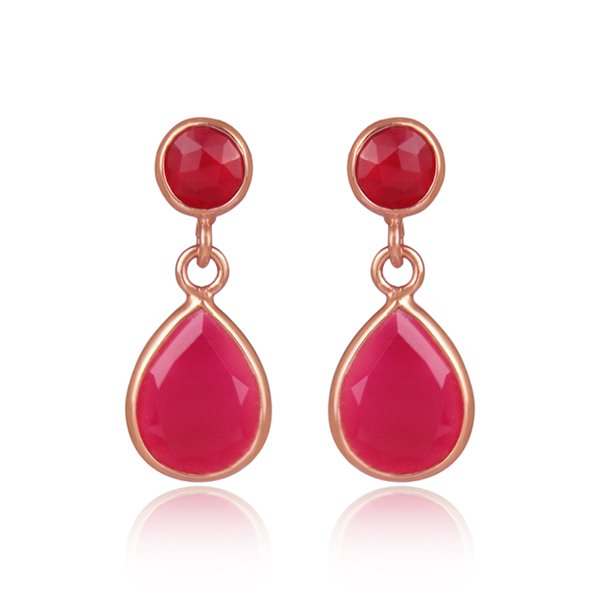 Pink Toumaline Small Teardrop Earrings Sterling Silver with 18K Rose Gold Plate