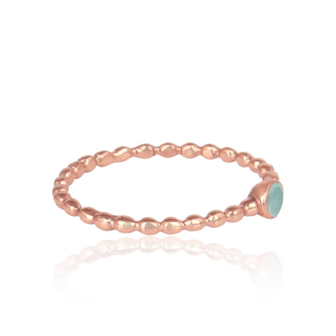 Textured Aqua Chalcedony Solitaire Ring