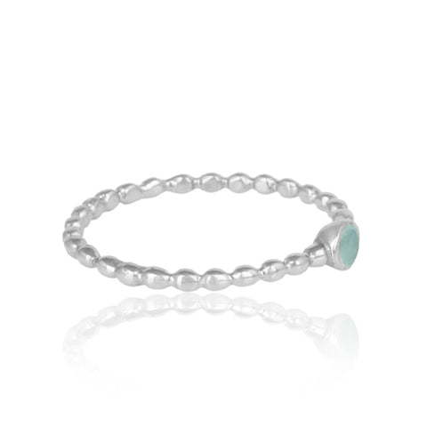 Textured Aqua Chalcedony Solitaire Ring