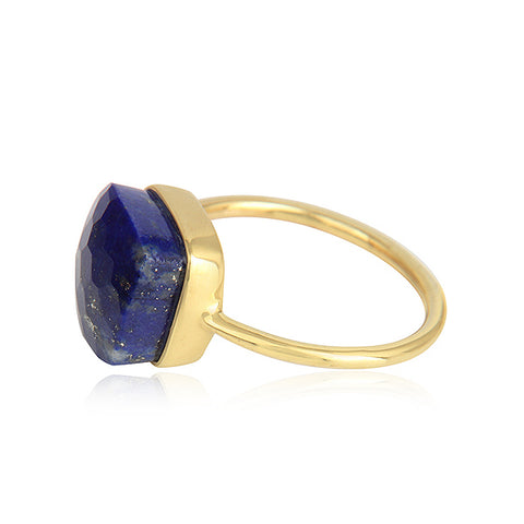 Handmade 18k Yellow Gold Plated Silver Lapis Ring