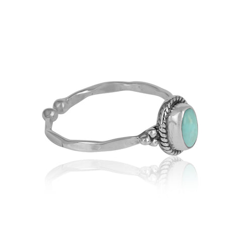 Oval Arizona Turquoise Ornate Oxidized Silver Ring