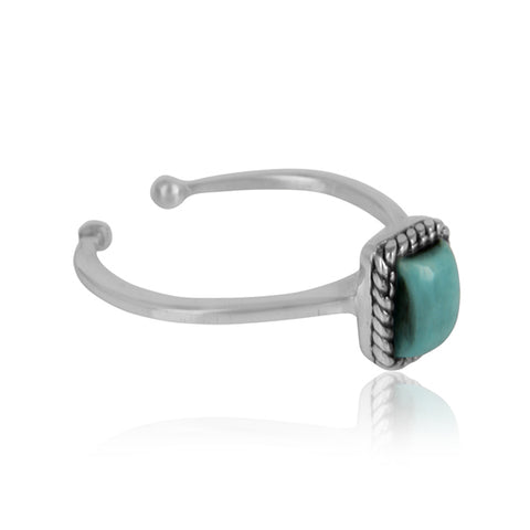 Emerald-Cut Arizona Turquoise Ornate Oxidized Silver Ring
