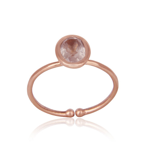 Handmade Oval Rose Quartz Solitaire Ring