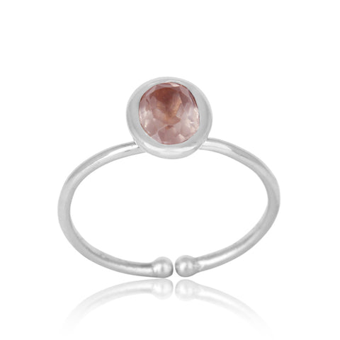 Handmade Oval Rose Quartz Solitaire Ring