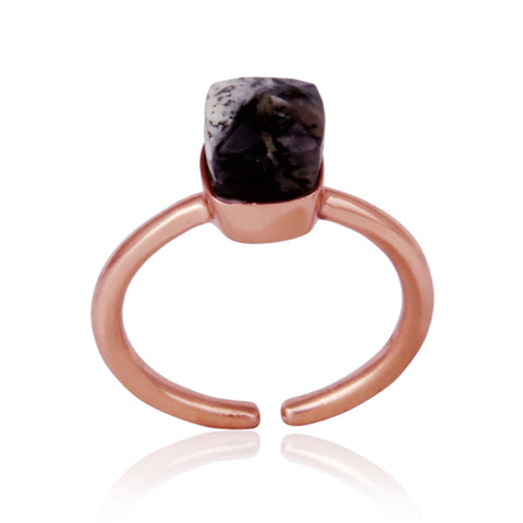 Handcrafted Solitaire Dendrite Stone Ring