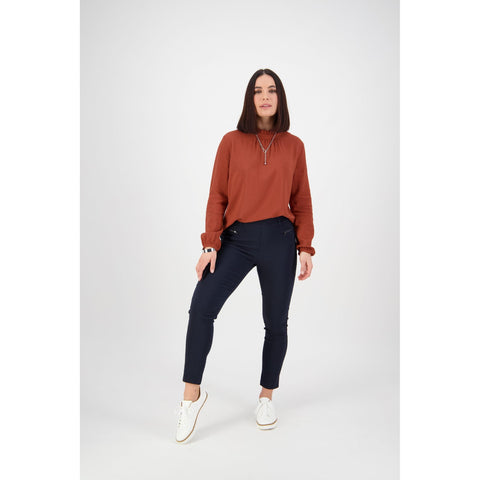 Vassalli-Skinny Leg Ankle Grazer Pant - Navy