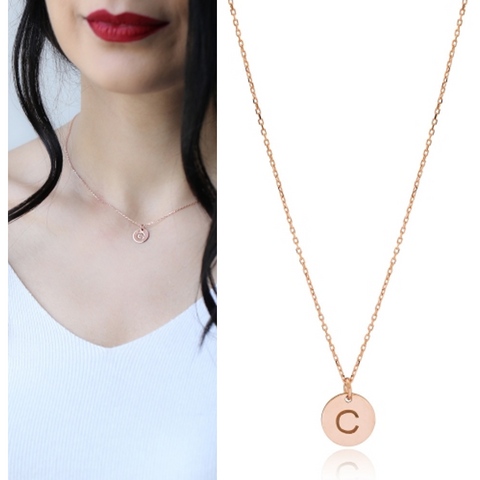 Simple Letter Necklace in Rose Gold