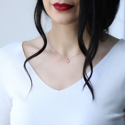 Simple Letter Necklace in Rose Gold