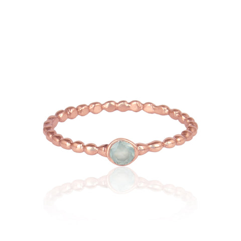 Textured Aqua Chalcedony Solitaire Ring