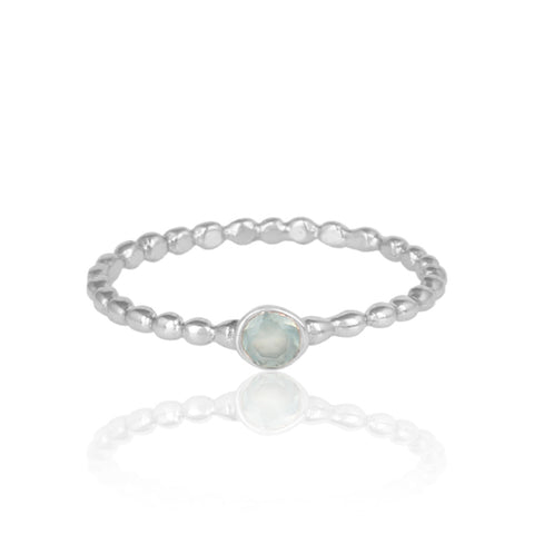 Textured Aqua Chalcedony Solitaire Ring