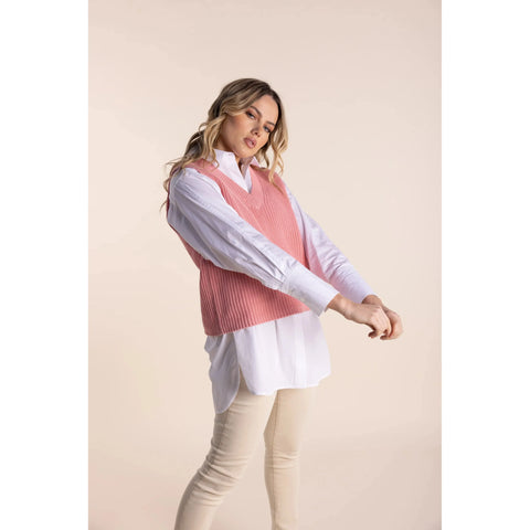 Two T's - V Neck Cotton Vest Candy