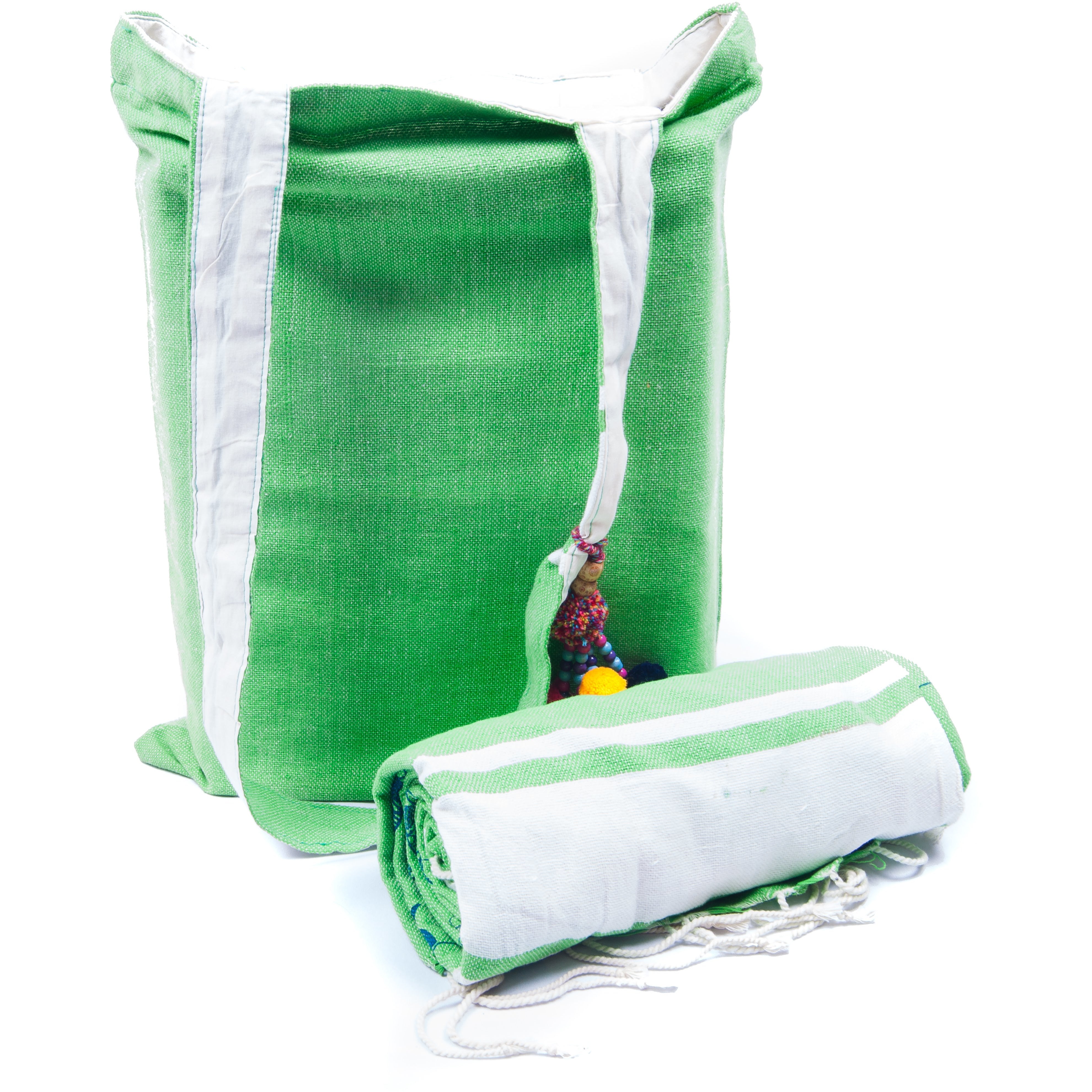 Kikoy with Matching bag in Green Colour