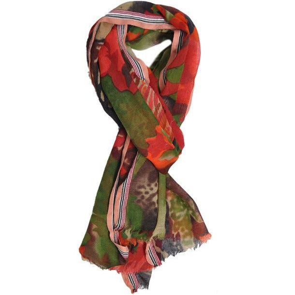 Orange Multi Wool Lightweight Scarf