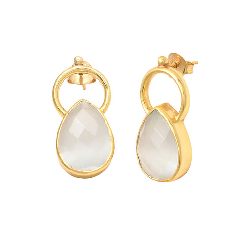 Reem Tear Drop Gemstone Earrings Moonstone - Melange Chic - 1
