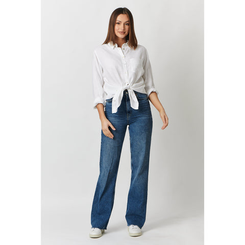 enveloppe - White Linen Boyfriend Shirt