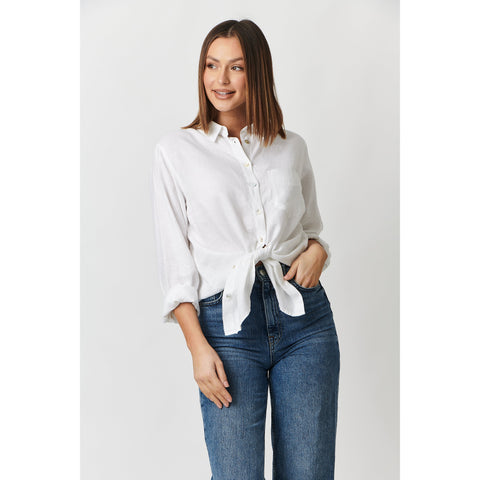 enveloppe - White Linen Boyfriend Shirt