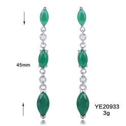 Emerald Green Zarcon Dangle Earrings on Silver