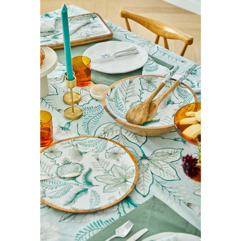 Mangowood Platter – 35cm Green/ White Floral
