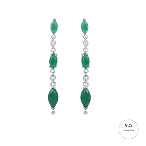 Emerald Green Zarcon Dangle Earrings on Silver