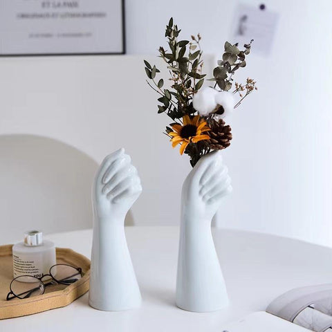 Hand Vase - Ceramic White