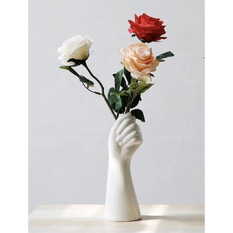 Hand Vase - Ceramic White