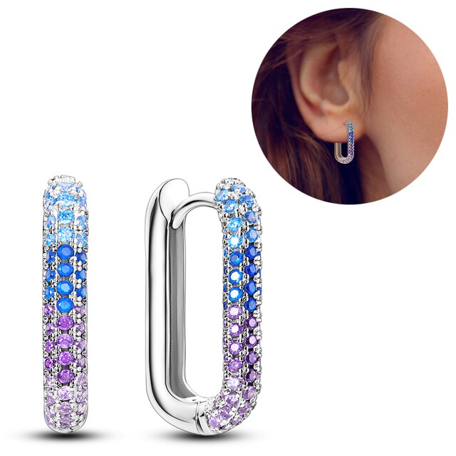 Small blue cheap hoop earrings
