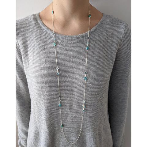 Sterling Silver Long Station  Necklace